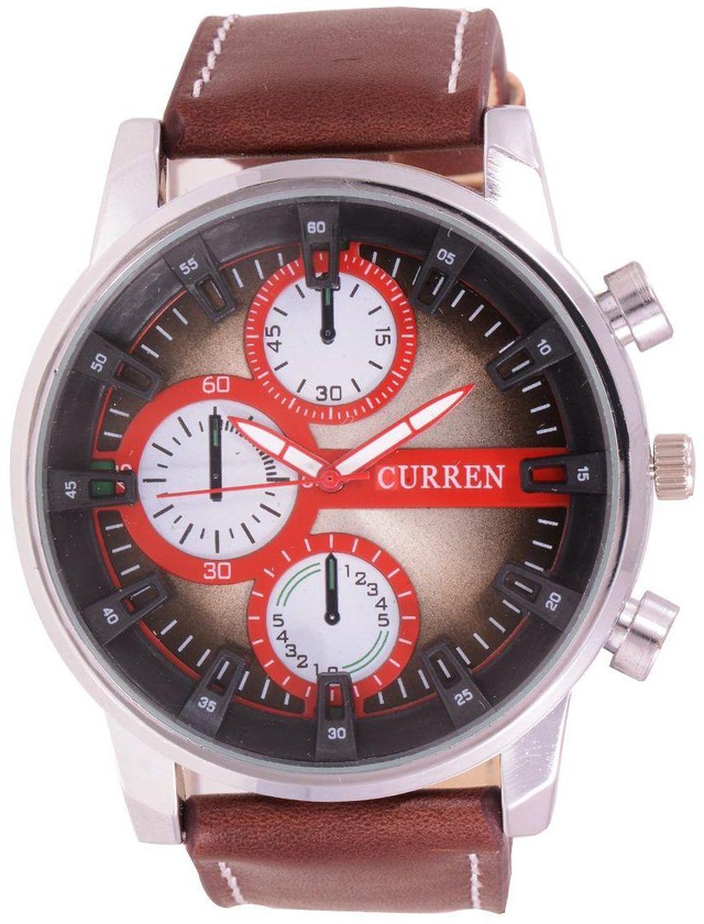 Curren Men's Brown Dial Synthetic Band Casual Watch - 8170