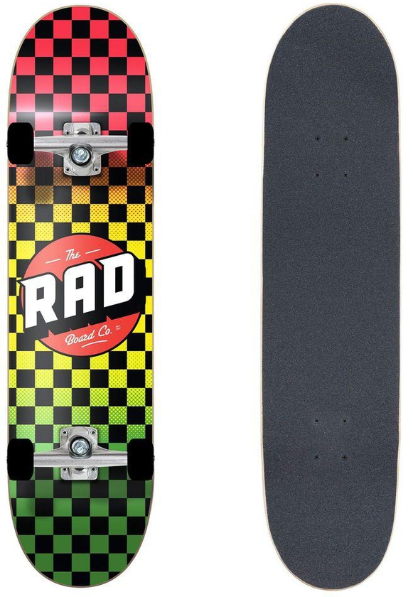 Rad Complete Board Dude Crew Skateboard Checkers Rasta Fade (9.125-Inch)
