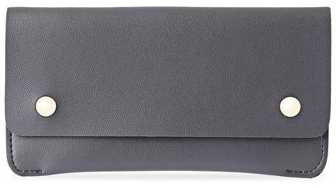 Fashion Unisex Rivet Leather Long Wallet - Gray