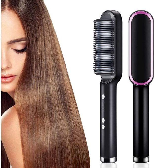 Generic Hair Straightener Brush Ring Curly Hair Straightener, 25s Fast Heating, 5 Thermostatic Level Hot Hair Straightener Combs