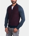 Andora Knitwear Zipped Sweatshirt - Dark Red & Navy Blue