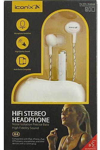iConix H4 - Hifi Stereo Headphone With Mic - White