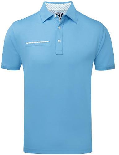 FOOTJOY PIQUE WITH HALF BAND CUFF POLO - SKY BLUE/WHITE/SPEARMINT