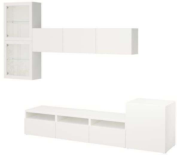 TV storage combination/glass doors, white/Lappviken white clear glass