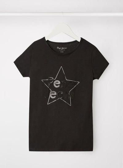 Kids/Teen Embellished Logo T-Shirt Black
