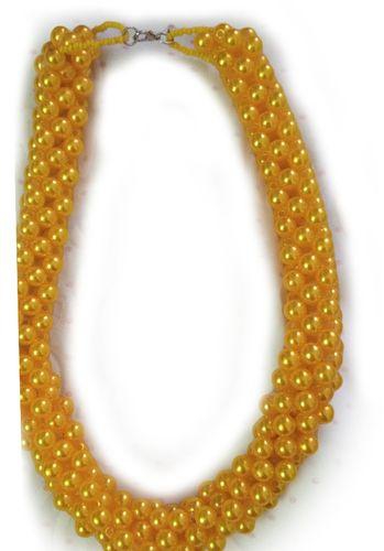 Fashion Pearls & Seed Beads Necklace - Yellow