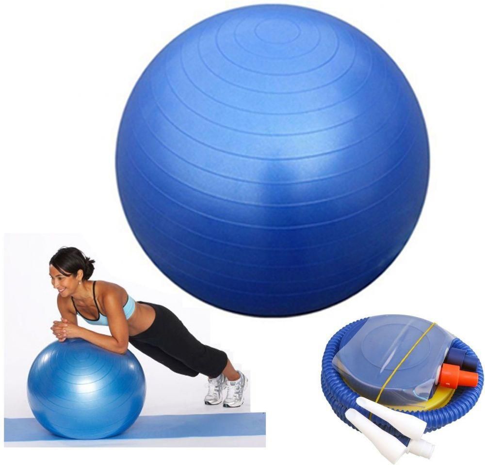 كرة يوغا وايروبيك ولياقة بدنية وقاعات رياضة منزلية مقاومة للانفجار، 65 سم، ازرق