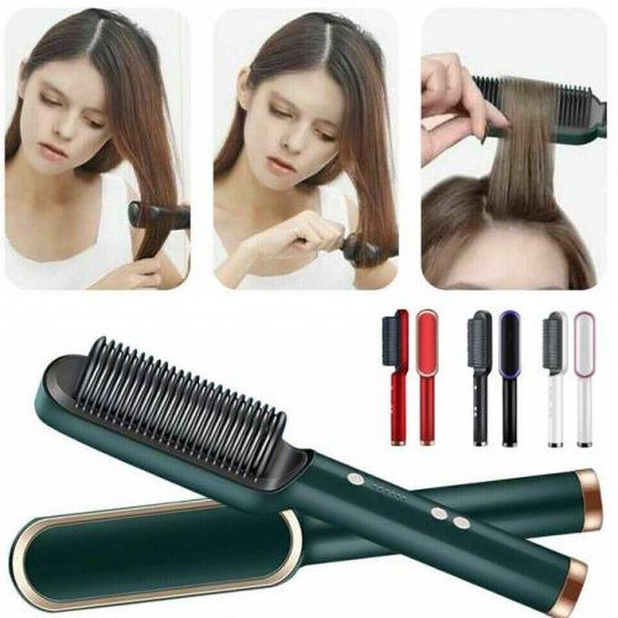 Electric Hair Straightener Brush With Temperature Control