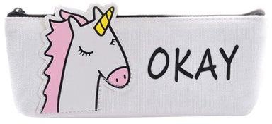 Animal Unicorn Printed Pencil Case White/Pink/Black
