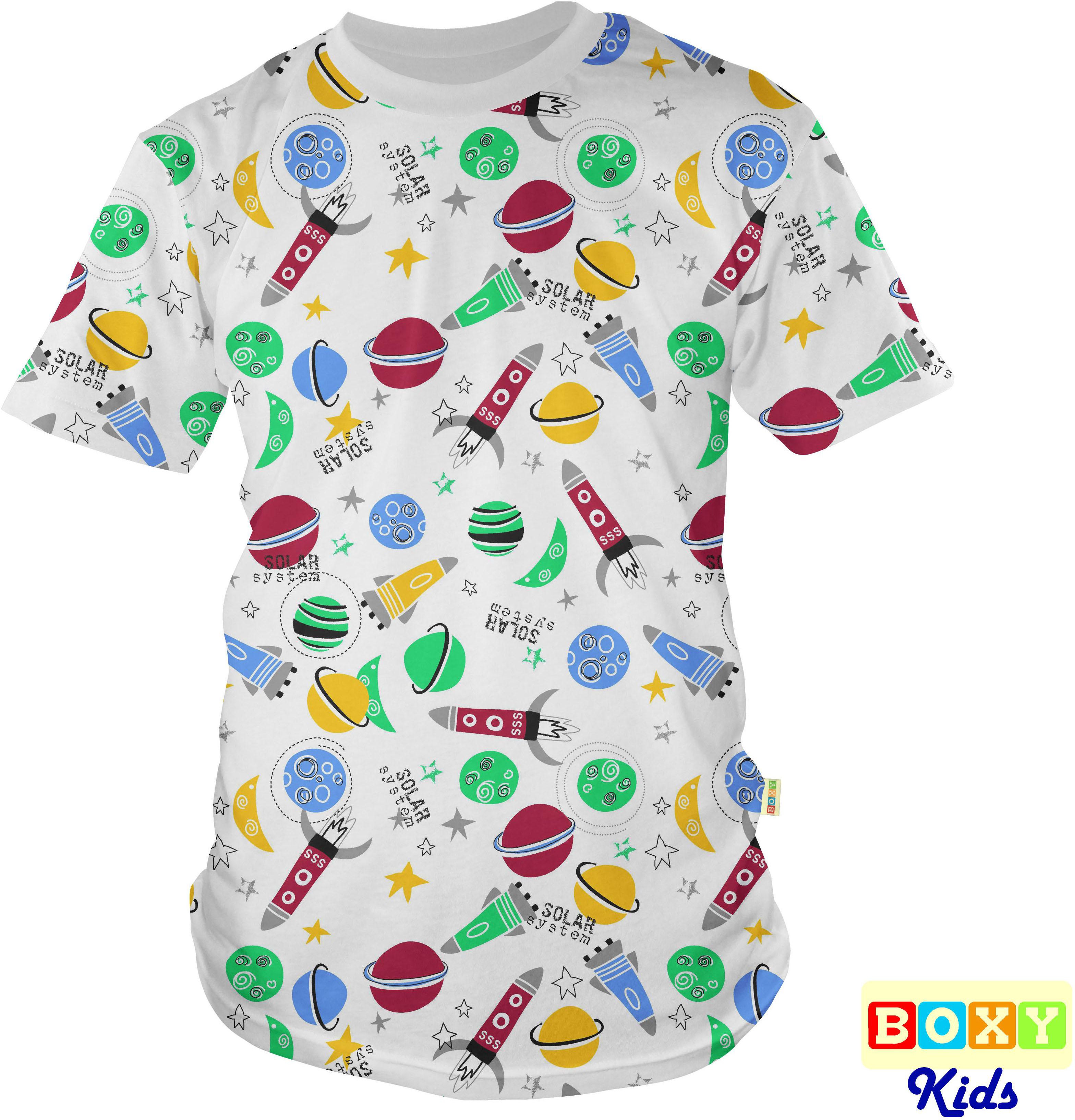 Boxy Kids Premium Cotton Graphic Tee - 4 Sizes (Flying To Space)
