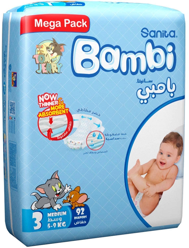 Bambi mega pack 3 modim 92 diapers