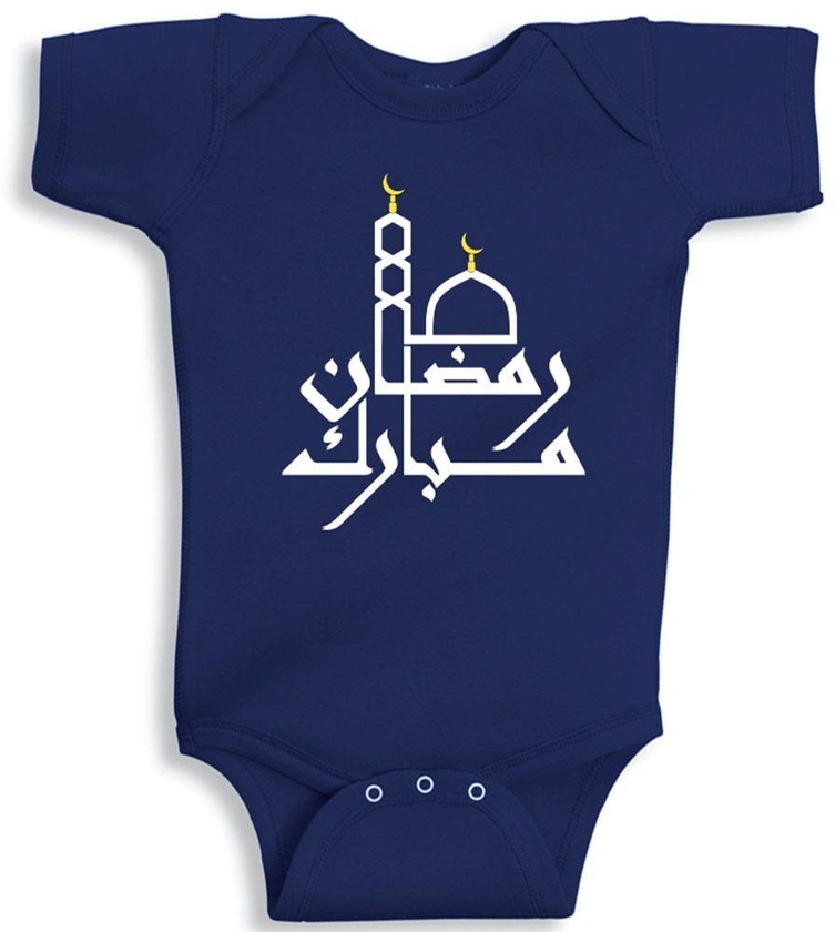 Twinkle Hands Blue Ramadan Mubarak Baby Onesie- Babystore.ae