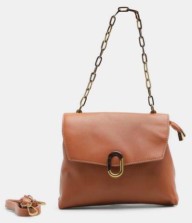 Chain Detail Shoulder Bag Brown