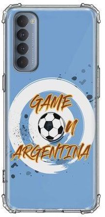 غطاء حماية واقٍ شفاف بطبعة عبارة "Game on Argentina" لهواتف أوبو رينو 4 برو متعدد الألوان