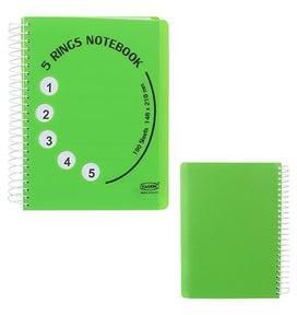 A5 Notebook 5 Rings 190 Paper Green