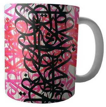 Printed Ceramic Mug White/Pink/Black