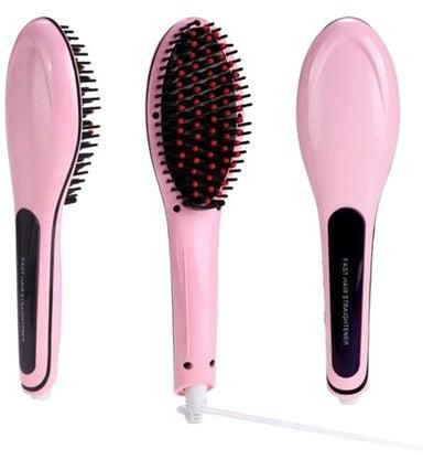 Fast Hair Straightener Brush Pink/Black