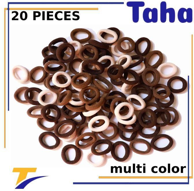 Taha Offer Small Elastic Hair Ties Color Multi Brown 20 Pieces