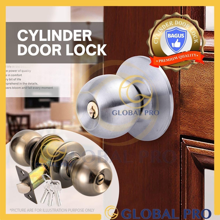 Cylindrical Door Knob Lock Round Door Knobs Rotation Knobset With Key