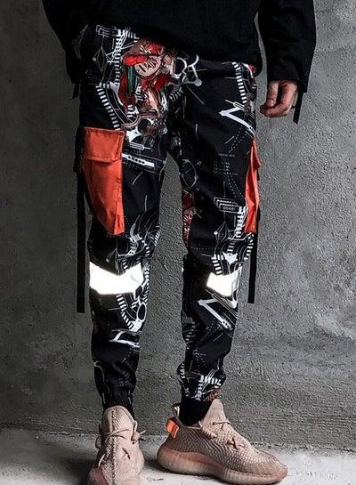 Men's thin casual pants printed street hip hop style