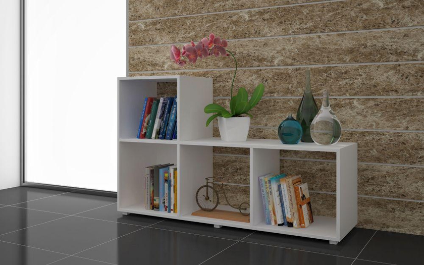 BRV Moveis Book Shelf With Four Shelves, White - 120 x 72.5 x 35 cm