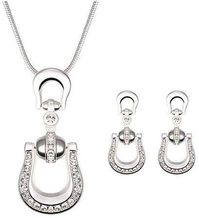 Bluelans Wedding Cubic Zirconia Pendant Chain Necklace Earrings Ear Stud Set