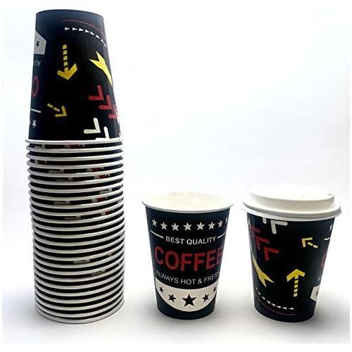 Disposable paper cup with cover for hot drinks (cartoon 12 ounces - Large) set of 25 pieces