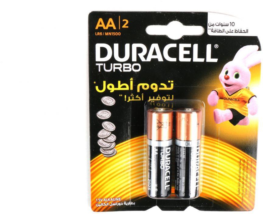 Duracell Turbo AA Alkaline Batteries, 2 Counts