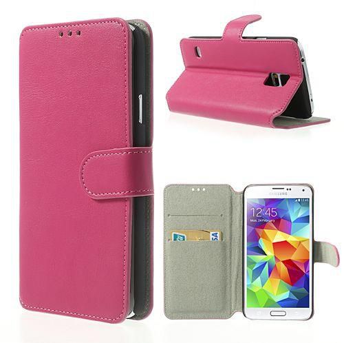 Rose South Korea Style Card Slot Leather Stand Cover & Screen Guard for Samsung Galaxy S5 G900F