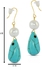 Vera Perla 10K Gold Pearl and Turquoise Delicate Earrings, French Wire Closure
