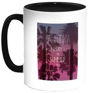 Enjoy The Summer Time Printed Coffee Mug Black/White/Purple