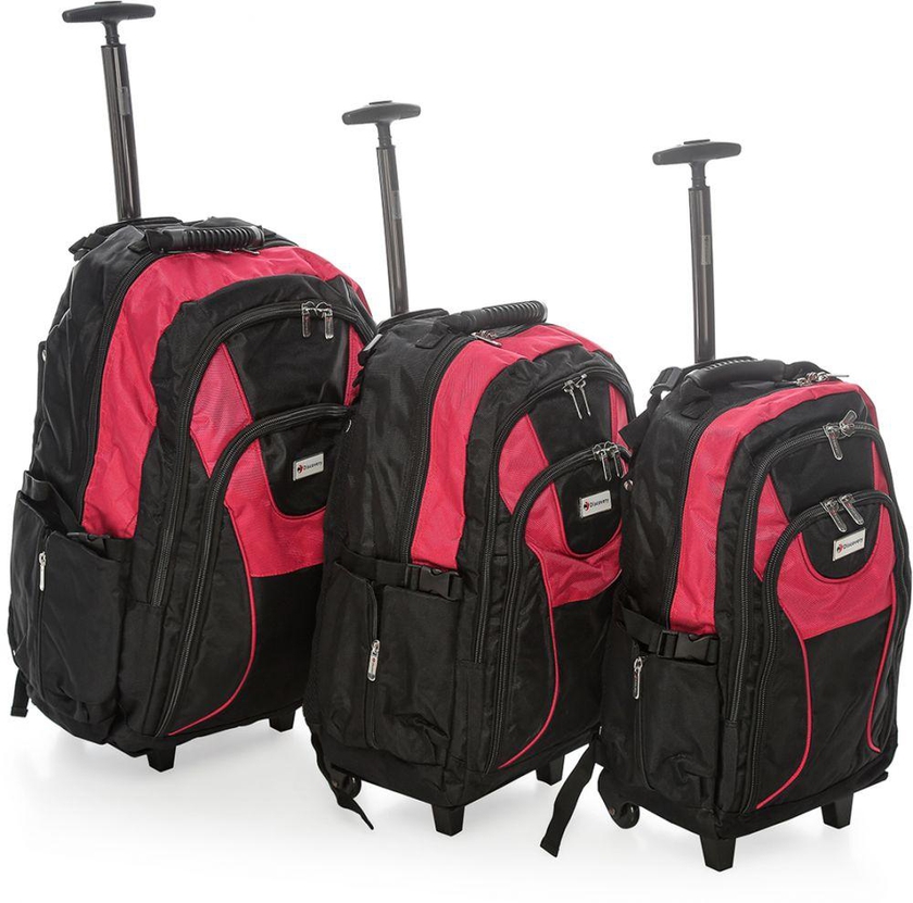 Discovery Backpacks With Removable Trolley Black With Red - RB2809  (3 Pieces Set)