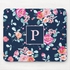 Vibrant Pink Roses Floral Monogram Mouse Pad