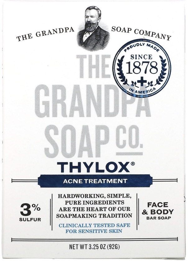 غراندباز‏, لوح صابون الجسم والوجه، Thylox لعلاج حب الشباب، 3.25 أونصات (92 جم)
