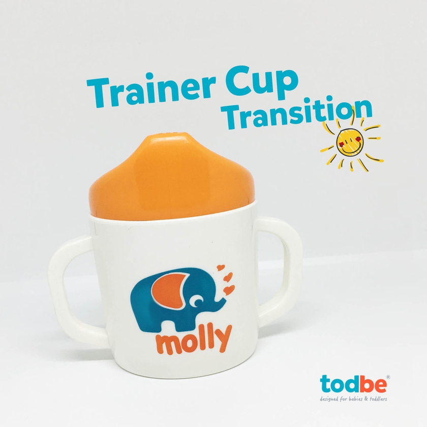 Training cup baby toddler double handle Todbe 7oz/200ml (Orange/White)