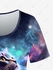 Plus Size Galaxy Cat Glitter Print T-shirt - 6x