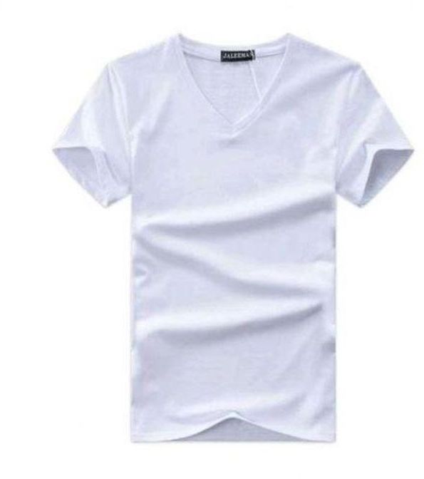 Fashion V-Neck Plain White T-Shirt