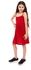 Kady Girls Spaghetti Sleeves Summer Dress - Dark Red