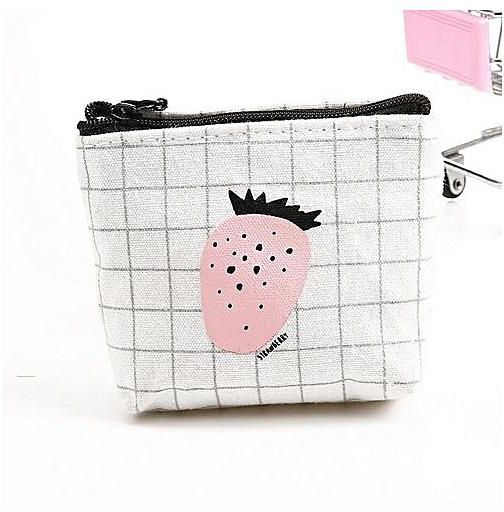 Coin Purse Red Strawberry Fruit Black Girl Zip Canvas Wallets ChangeDesigner Bag 