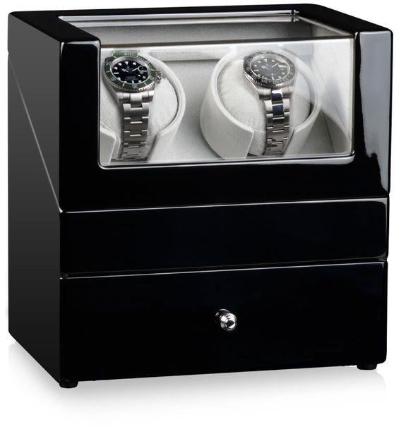WATCH WINDER FOR AUTOMATIC WATCHES-BLACK- 2 AUTOMATIC WATCH SLOTS