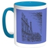 Abstract Drawing Of Paris Printed Coffee Mug Turquoise/White 11ounce