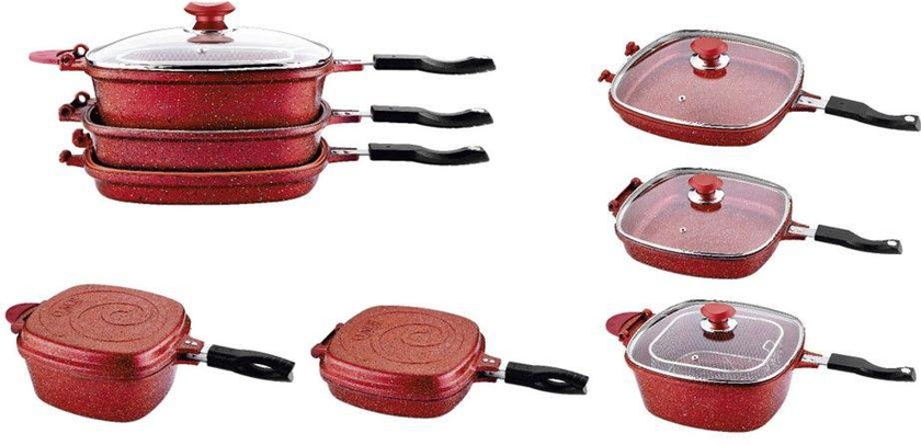 OMS 7 Pcs. Red Multi Cooker Set – Made In Turkey