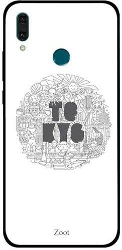 غطاء حماية واقٍ مطبوع عليه كلمة 'Tokyo' لهاتف هواوي Y9 إصدار 2019 أبيض