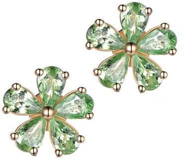 Cubic Zirconia Studded Flower Design Earrings