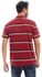 Activ Casual Striped Buttoned Neck Polo Shirt - Burgundy