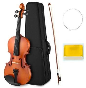 Mike Music 1/4 Violin Set Full Size Fiddle for Beginners Students with Hard Case, Rosin, Bow, and Extra 1st Strings (1/4)