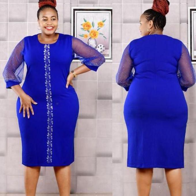 Fashion Blue Turkey Style Midi Length Dress