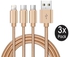 Xcell Cable With Micro USB Type C & Lightning Gold X3 Pack