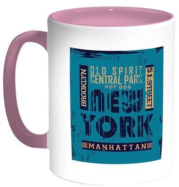 New York Printed Coffee Mug White/Pink 11ounce