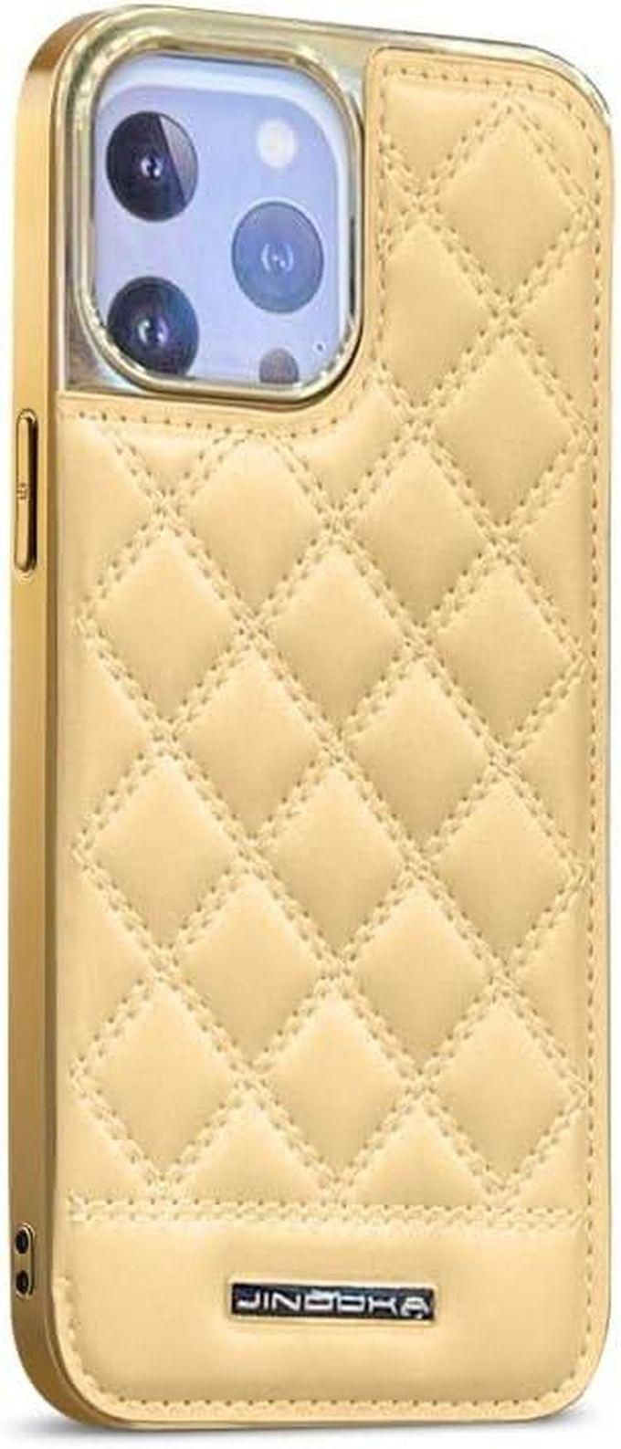 Next store Compatible with iPhone 14 Pro Case, (2/1 Kickstand & Card Holder) Embroidery Diamond Pattern Shockproof Heavy Duty Protective Phone Case for iPhone 14 Pro 6.1 Inch (Camel)